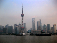 in front of the wonderful Shanghai skyline.