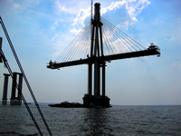 The partially  built Iranduba Bridge over the Rio Negro.