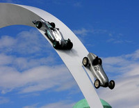 This year's FOS sculpture...with the roof of Goodwood House visible below it!