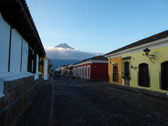 Early morning.....Volcan Agua   looks over the streets of Antigua.