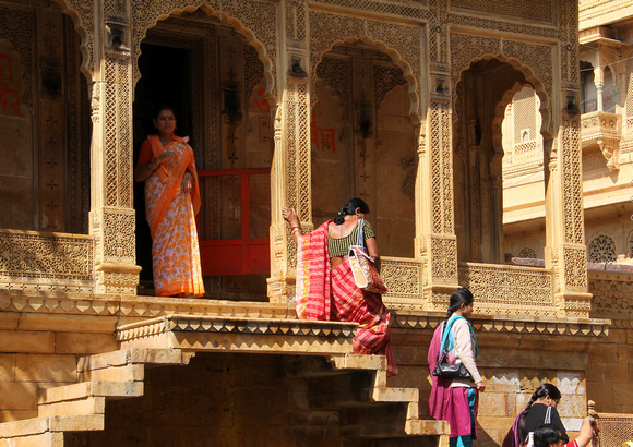 Women leaving the temple