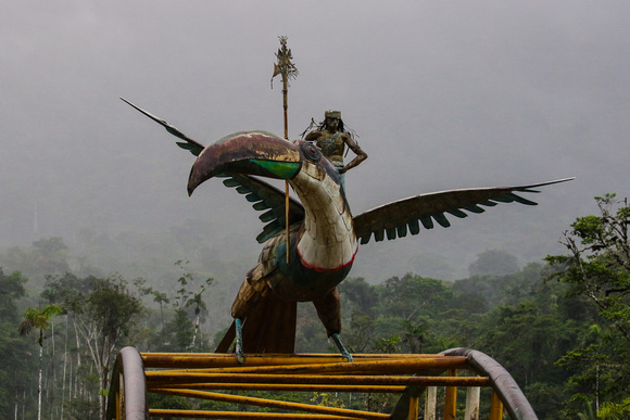 This bizarre  statue topped a  river  bridge at the entrance  to the National Park.