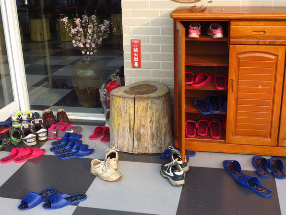 We never  did quite work out the footwear systems  operating in Taiwanese  guest-houses!