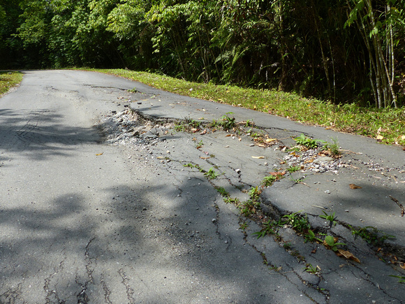 Road  damage from earth tremors.