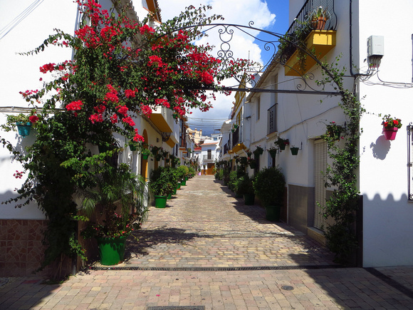 Many of the small streets in the old part of Estepona have been  pedestrianized...